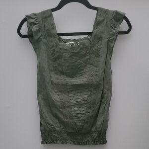 Lucky Brand Olive Textured Top Size XS